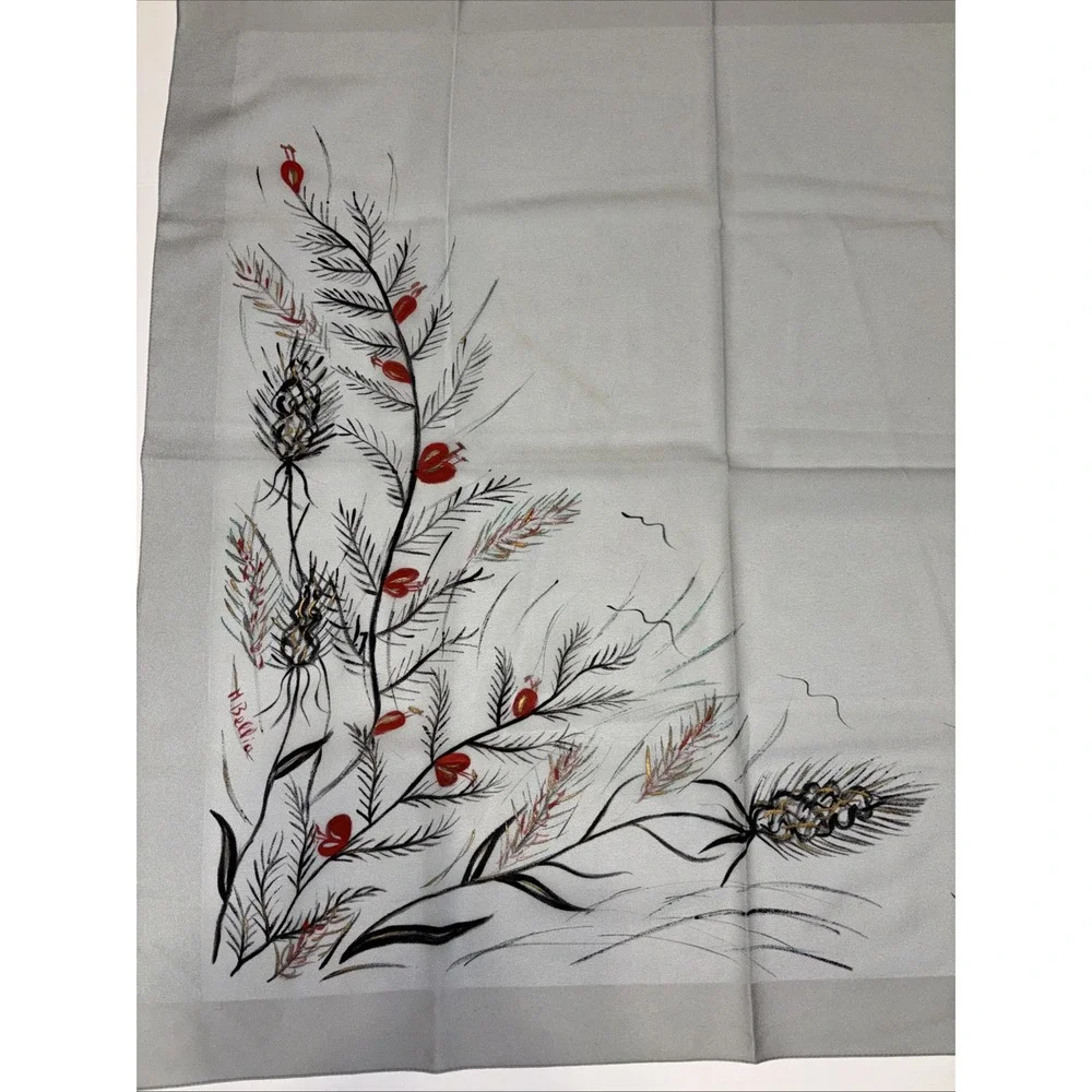 Vintage Women's M. Bellia Gray Scarf 1970's 29 X 29